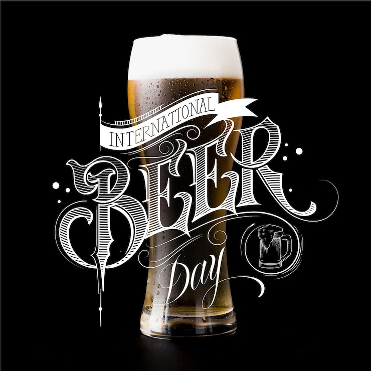 Kostenlose Vektor internationales biertag-schriftzugsthema