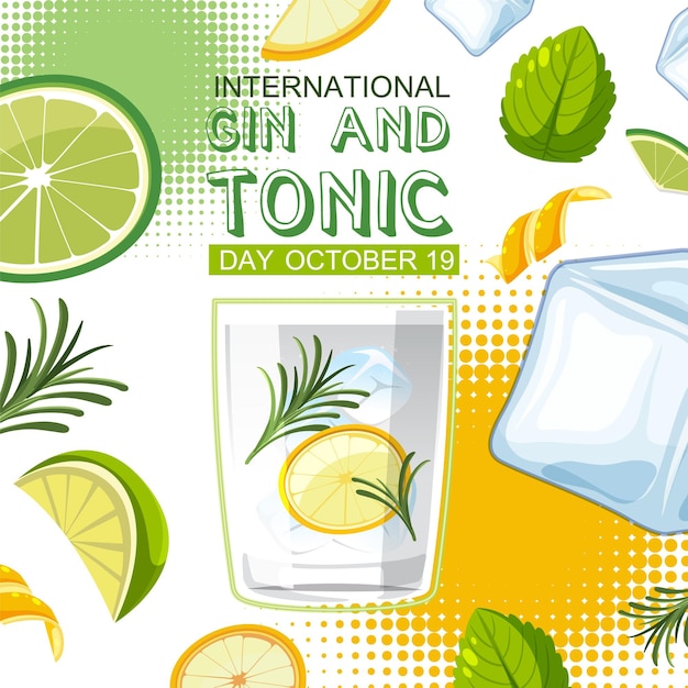 Kostenloser Vektor internationales gin-tonic-day-logo-design