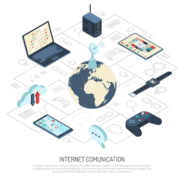 Kostenloser Vektor internet der dinge isometrischen flussdiagramm