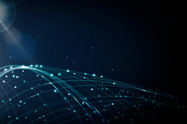 Internet-Netzwerktechnologie-Hintergrundvektor mit blauer digitaler Welle