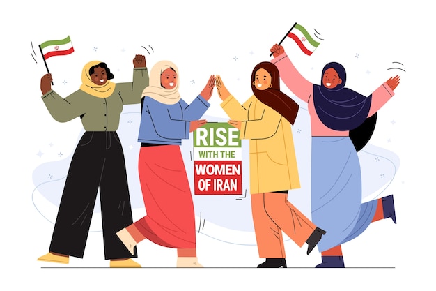 Kostenloser Vektor iranische frauen im flachen design protestieren