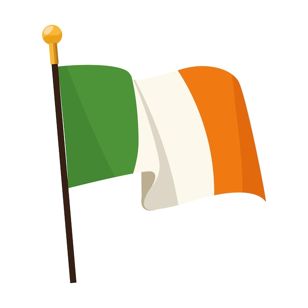 Irland-flagge weht mit der stange