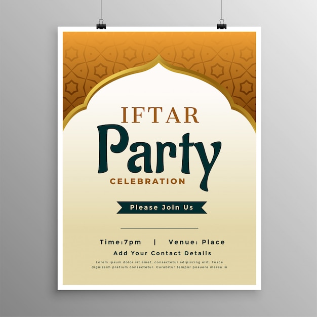 Islamisches fahnendesign mit iftar party einladung