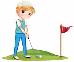 Kostenloser Vektor isolierte professionelle golfspieler-cartoon-figur