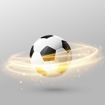 Isolierter fußball mit glänzendem lichtring-effekt