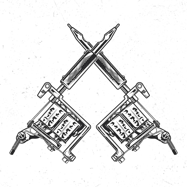 Kostenloser Vektor isoliertes emblem mit illustration von tätowiermaschinen