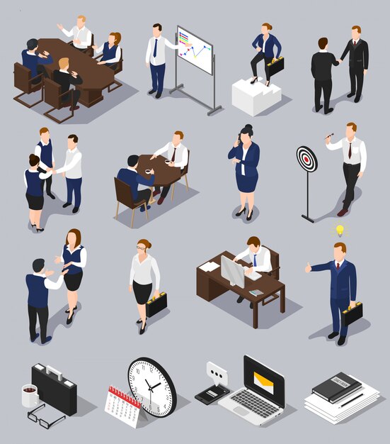 Isometric Business Meettings Set