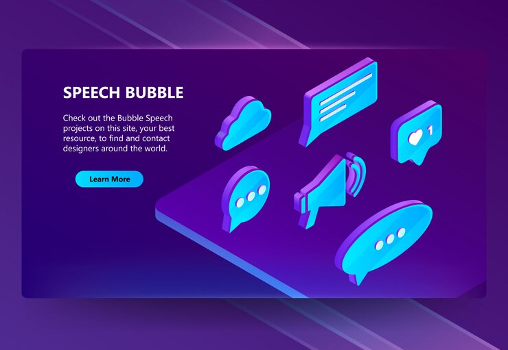 Kostenlose Vektor isometrische 3d-icons von sprechblasen