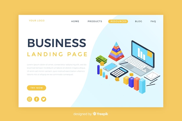 Isometrische business-landing-page-vorlage