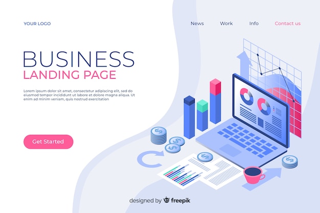 Isometrische business-landing-page-vorlage