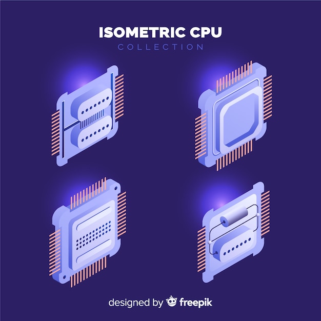 Isometrische cpu-sammlung