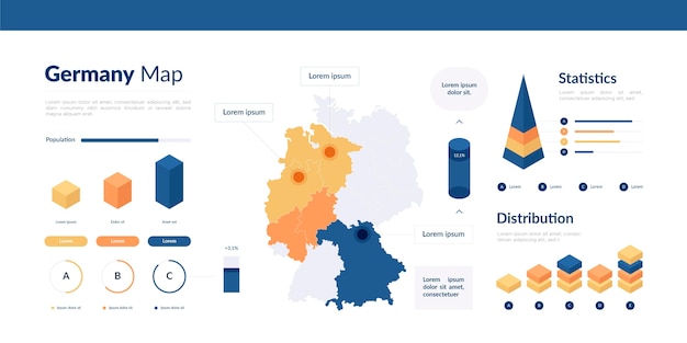 Isometrische deutschlandkarte infografik