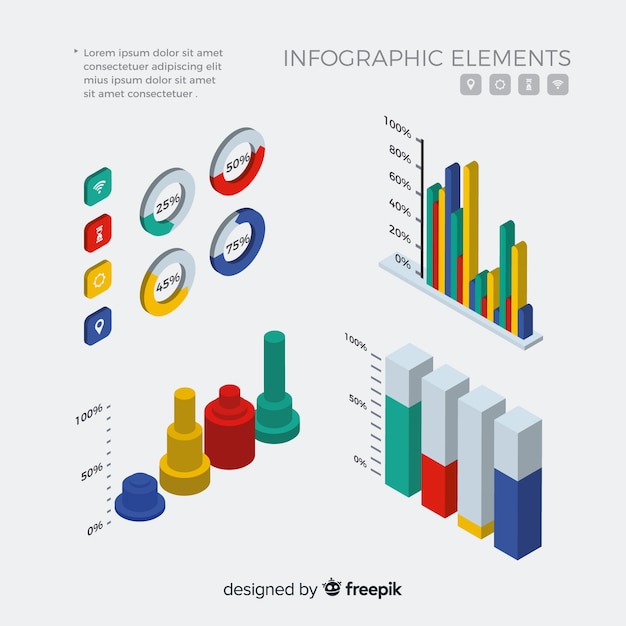 Isometrische infografik elementsammlung