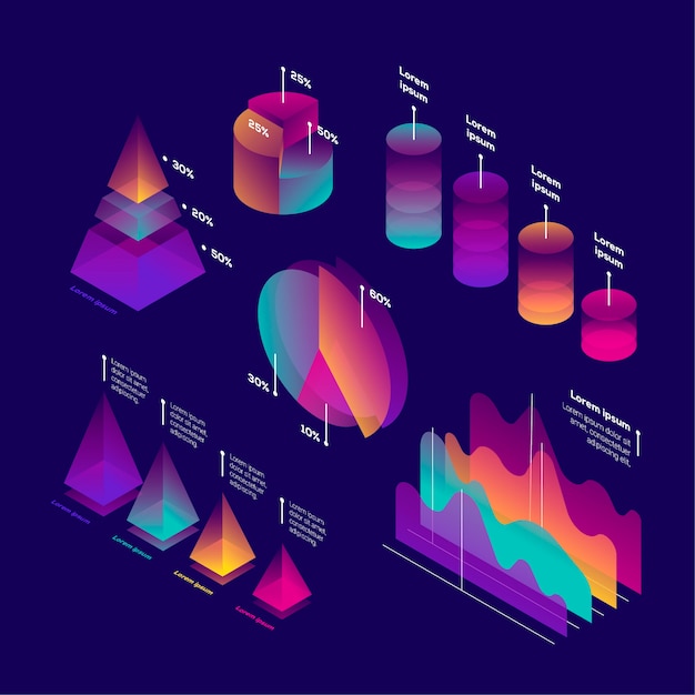 Kostenloser Vektor isometrische infografik-sammlung