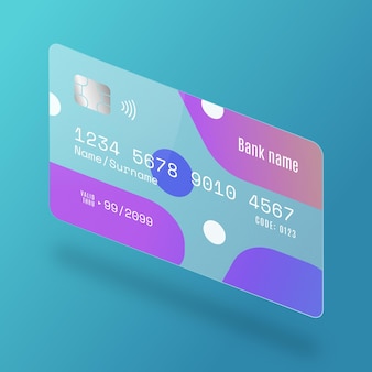 Isometrische kreditkarte mit glaseffekt