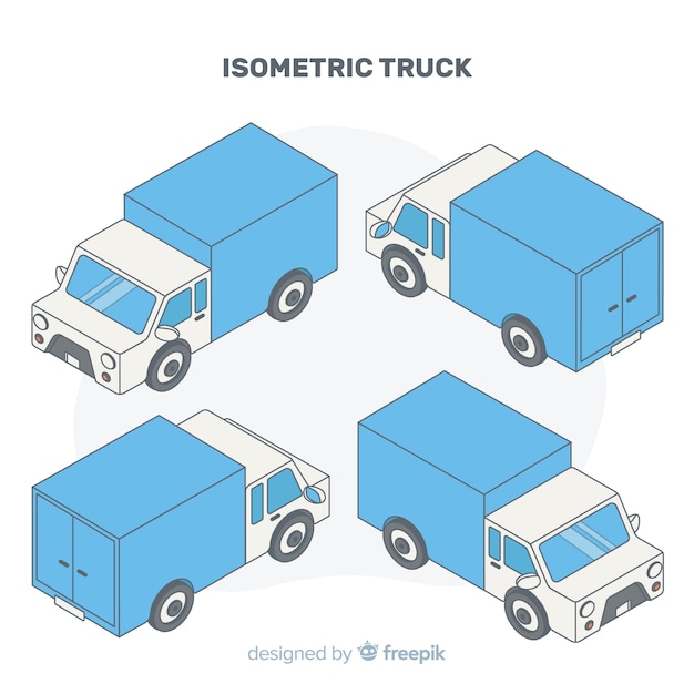 Kostenloser Vektor isometrische lkw perspektiven sammlung