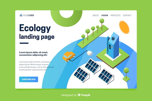 Isometrische ökologie-landingpage-vorlage
