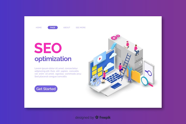 Isometrische SEO Landing Page Vorlage