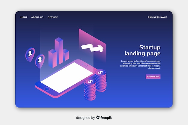 Isometrische Start-Landing-Page