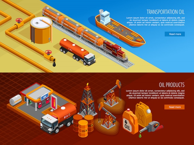 Isometrische Webseiten-Banner der Ölindustrie