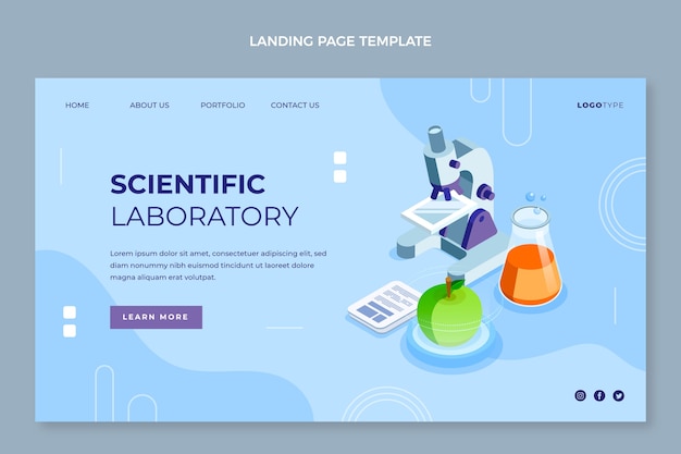 Kostenloser Vektor isometrische wissenschaftliche landingpage