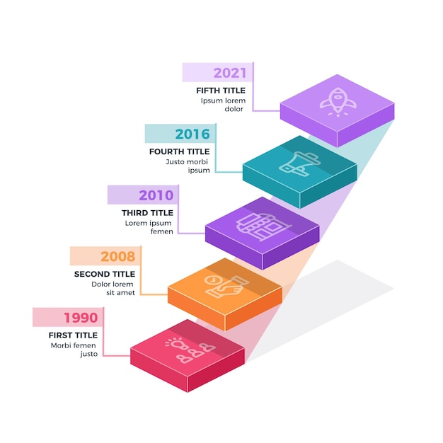 Isometrische zeitleisten-infografik-vorlage