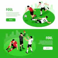 Kostenloser Vektor isometrischer fußballfußball-web-banner-vorlagensatz