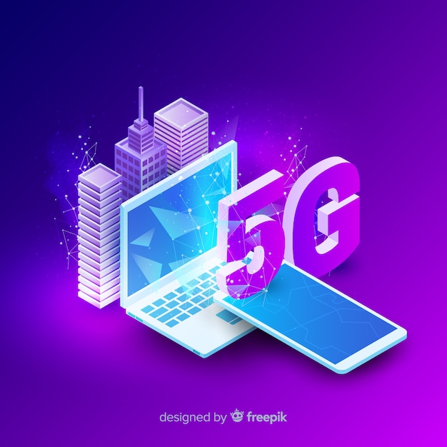 Isometrischer konzepthintergrund des netzes 5g