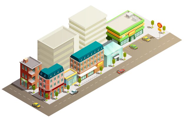 Isometrisches Geschäftsgebäude-Konzept