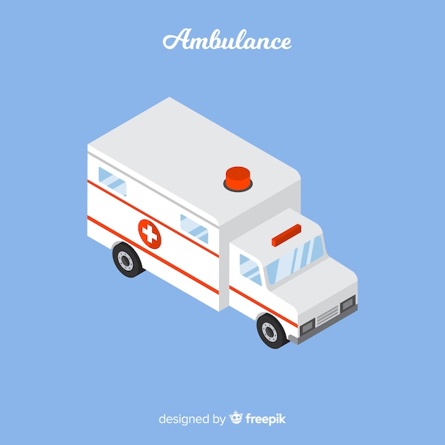 Kostenloser Vektor isometrisches krankenwagenkonzept