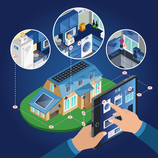 Isometrisches smart home management-konzept