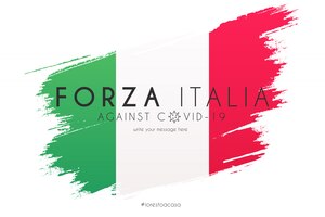 Italienische flagge im aquarell-spritzer mit unterstützungsnachricht