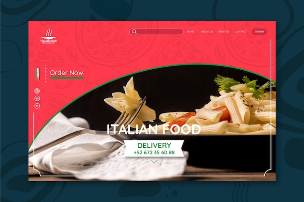 Italienische food restaurant landingpage vorlage