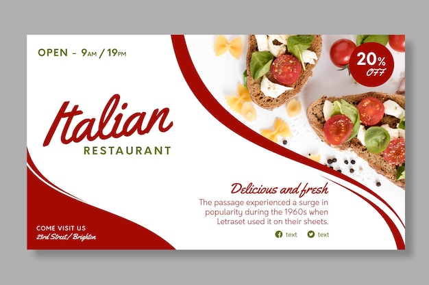 Kostenloser Vektor italienische lebensmittel-banner-vorlage
