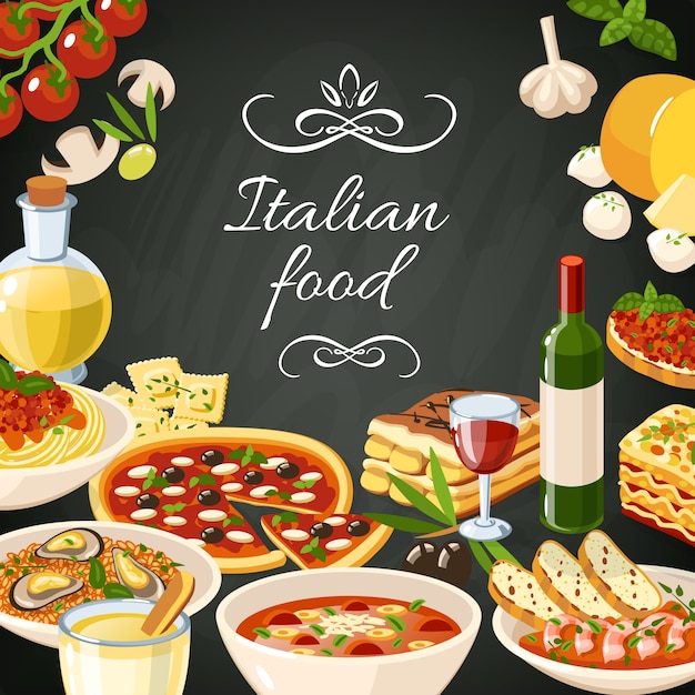 Italienische Lebensmittel Illustration
