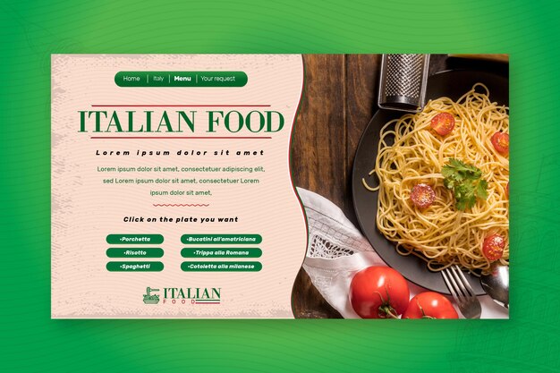 Italienische Lebensmittel-Landingpage-Webvorlage