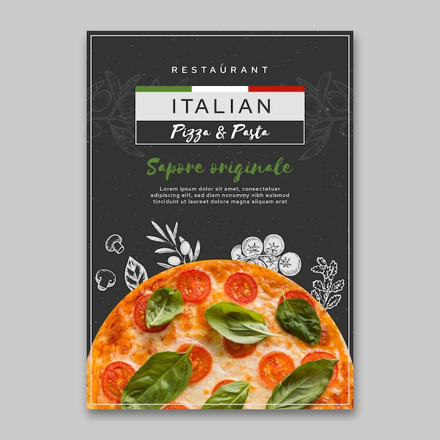 Italienische Lebensmittelplakatschablone
