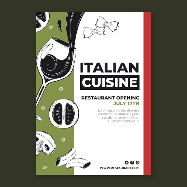 Italienische Restaurantplakatschablone