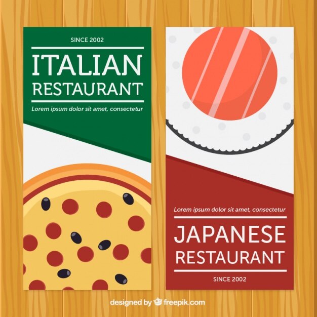 Italienische und japanische restaurant banner