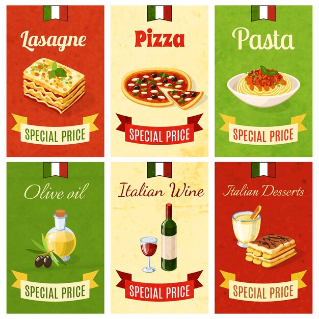 Italienisches Essen Mini Poster Kostenlose Vektor