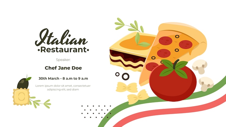 Kostenlose Vektor italienisches restaurant-webinar im flachen design