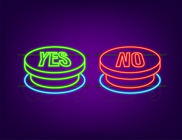 Ja- und nein-taste feedback-konzept positives feedback-konzept wahltaste neon-symbol