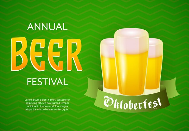 Jahrliche Bierfest Banner Mit Bierglasern Und Schriftrolle Kostenlose Vektor