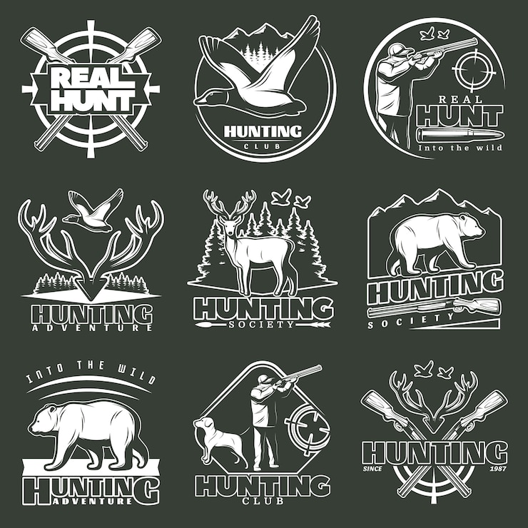 Kostenlose Vektor jagdclub logo set