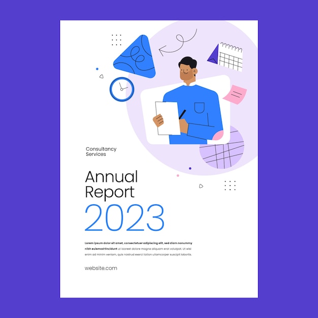 Jahresbericht der Finanzberatung im flachen Design