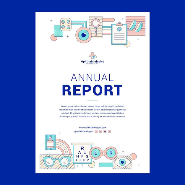 Kostenloser Vektor jahresbericht des augenarztes im flachen design