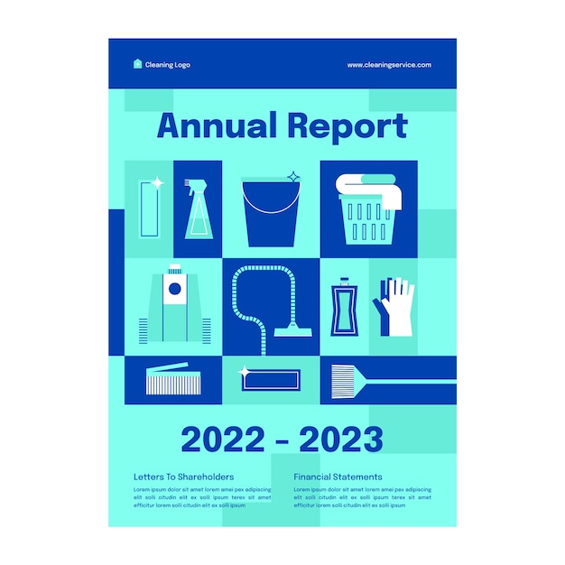 Kostenloser Vektor jahresbericht für reinigungsdienste im flachen design