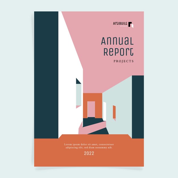 Jahresbericht zum Architekturprojekt im flachen Design