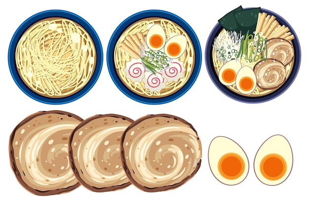 Kostenloser Vektor japanische ramen auf einer schüssel