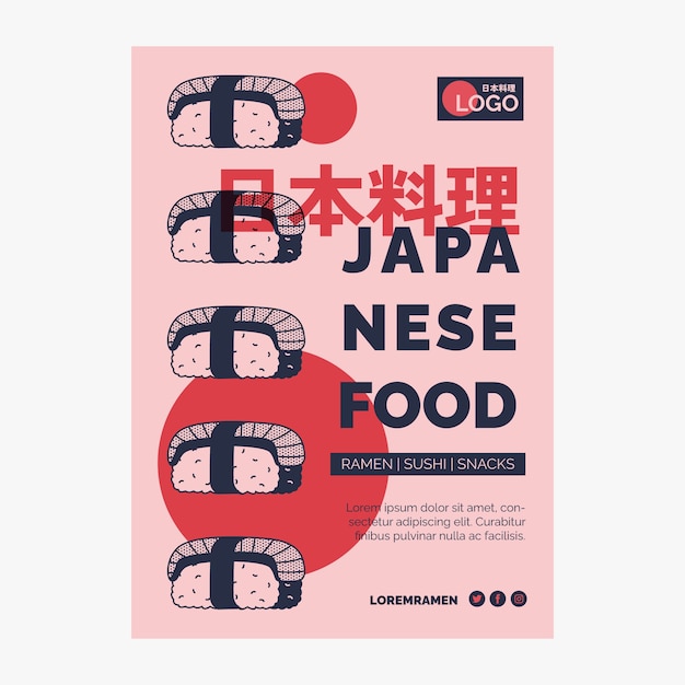 Kostenloser Vektor japanische restaurantplakatschablone